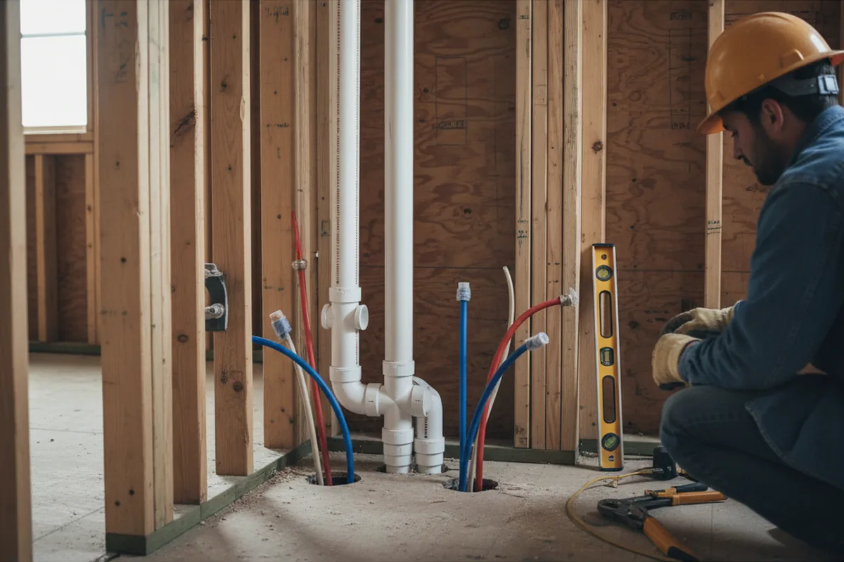 Drain and supply rough-in during Garbage Disposal Repair in Youngsville