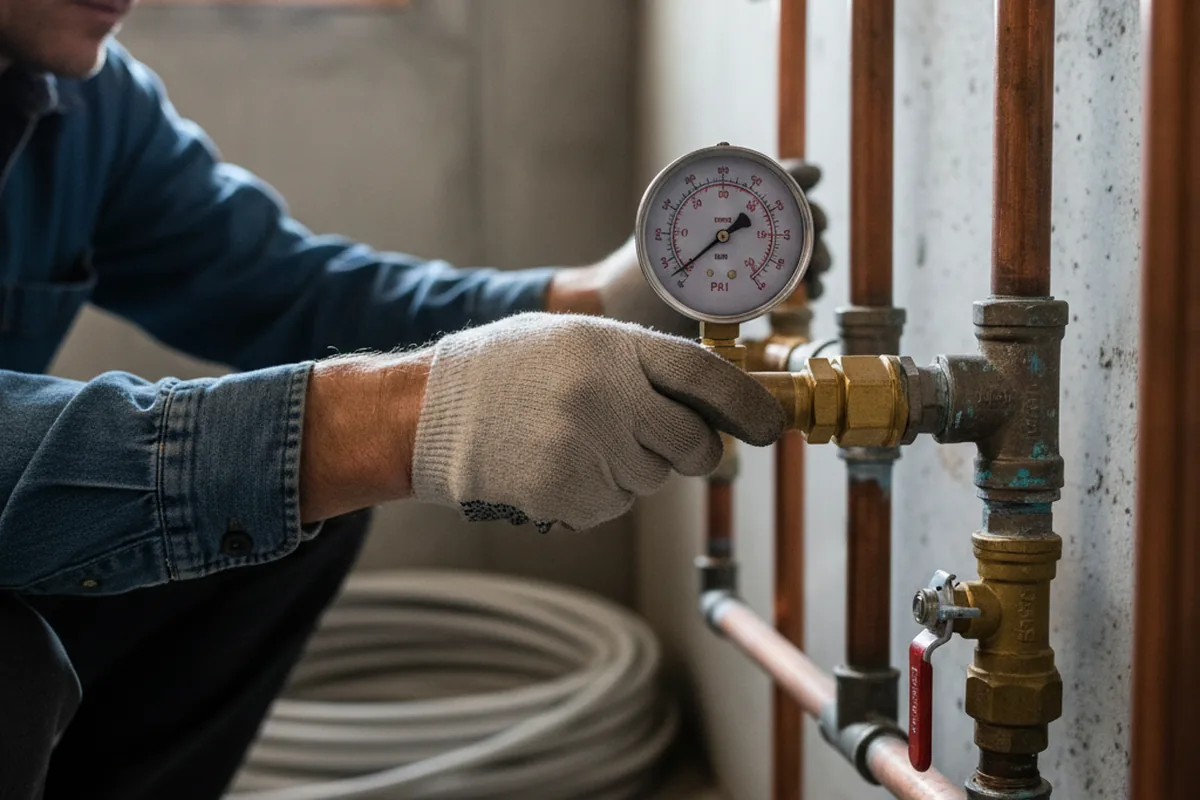 Pressure testing a repaired line during Water Line Repair in Youngsville